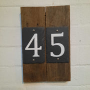 Hardwood house number plaque w/ numbers