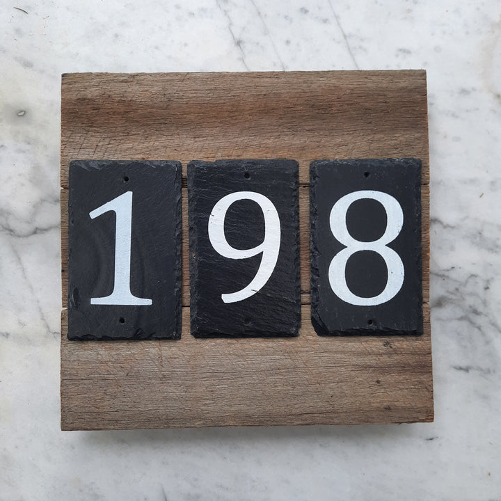 Hardwood house number plaque w/ numbers